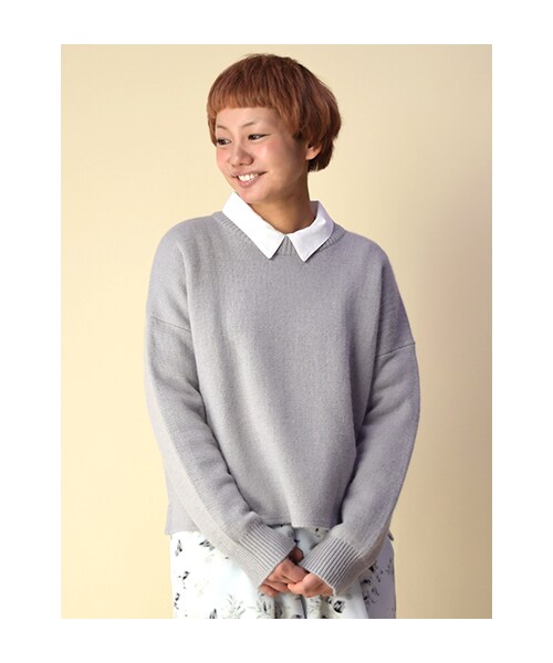 w closet(ダブルクローゼット)の「ニジュウス編みニットプルオーバー(トップス・レディース・アイボリー/アイスグレー/アイボリー×ブラック/グリーン×ネイビー・FREE)」の1枚目の写真