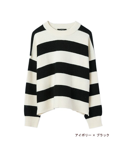 w closet(ダブルクローゼット)の「ニジュウス編みニットプルオーバー(トップス・レディース・アイボリー/アイスグレー/アイボリー×ブラック/グリーン×ネイビー・FREE)」の4枚目の写真