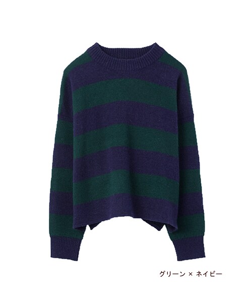 w closet(ダブルクローゼット)の「ニジュウス編みニットプルオーバー(トップス・レディース・アイボリー/アイスグレー/アイボリー×ブラック/グリーン×ネイビー・FREE)」の5枚目の写真