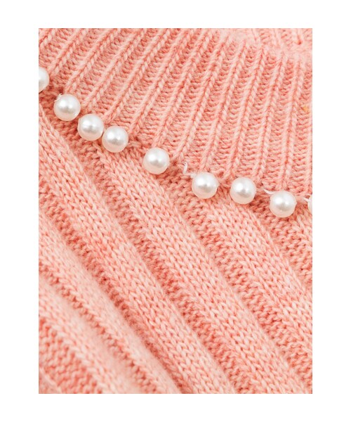 w closet(ダブルクローゼット)の「ワイドリブパール付きプルオーバー(トップス・レディース・オフホワイト/グレー/スモークピンク/ネイビー/オフホワイト×ブラック・FREE)」の10枚目の写真