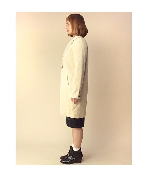 w closet(ダブルクローゼット)の「コーデュロイシングルテーラードコート(トップス・レディース・エクリュ/ライトグレー/ダークサックス/ネイビー・FREE)」の6枚目の写真