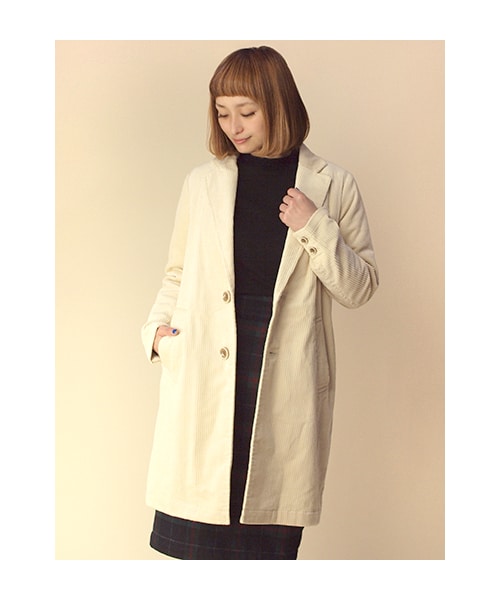 w closet(ダブルクローゼット)の「コーデュロイシングルテーラードコート(トップス・レディース・エクリュ/ライトグレー/ダークサックス/ネイビー・FREE)」の1枚目の写真