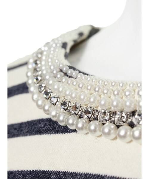 MERCURYDUO（マーキュリーデュオ）の「【LUX】 ビジュ付ボーダーTOPS（トップス・レディース・ミックス・F）」の7枚目の写真