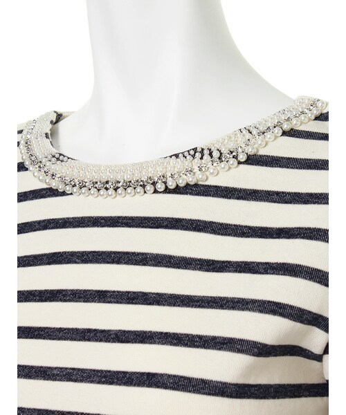 MERCURYDUO（マーキュリーデュオ）の「【LUX】 ビジュ付ボーダーTOPS（トップス・レディース・ミックス・F）」の5枚目の写真