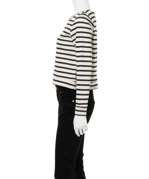 MERCURYDUO（マーキュリーデュオ）の「【LUX】 ビジュ付ボーダーTOPS（トップス・レディース・ミックス・F）」の2枚目の写真