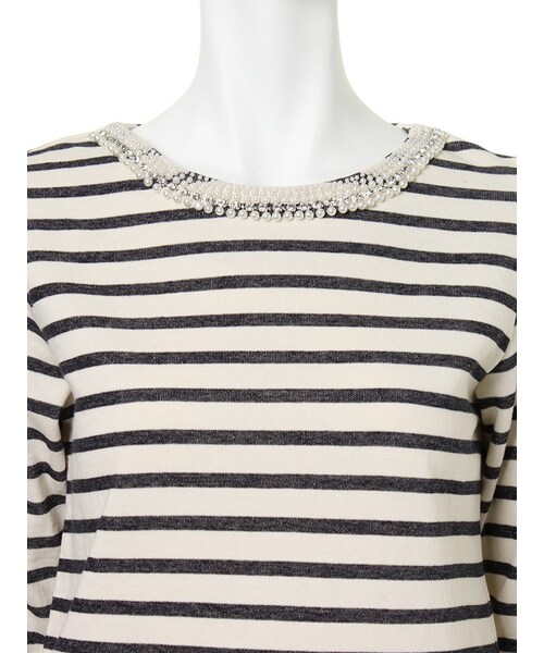 MERCURYDUO（マーキュリーデュオ）の「【LUX】 ビジュ付ボーダーTOPS（トップス・レディース・ミックス・F）」の4枚目の写真