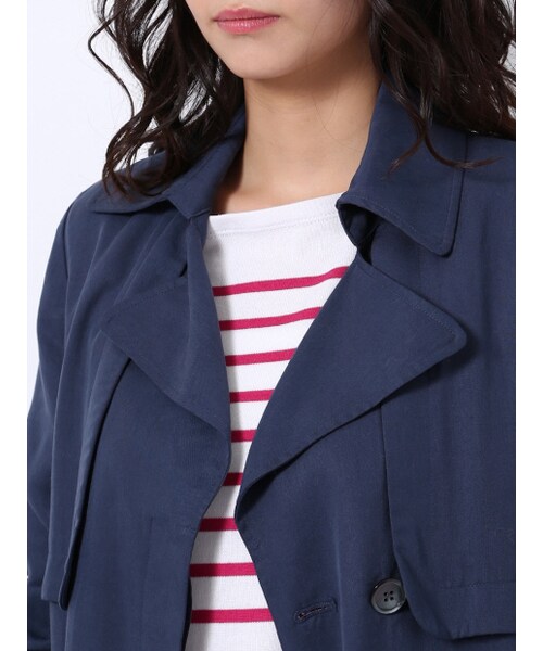 MYSELF ABAHOUSE（マイセルフアバハウス）の「レーヨンツイルドレストレンチ【予約】（ジャケット/アウター・レディース・ベージュ/ネイビー・F）」の6枚目の写真