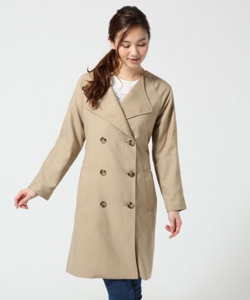 GLOBAL WORK（グローバルワーク）の「【WEB限定先行予約】ニュアンストレンチコート（ジャケット/アウター・レディース・ベージュ52/カーキ75/ネイビー88・S/Ｍ/Ｌ）」の6枚目の写真