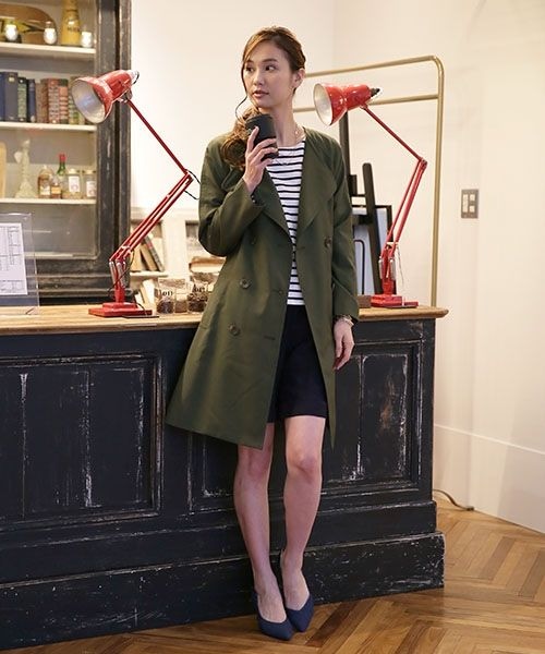 GLOBAL WORK（グローバルワーク）の「【WEB限定先行予約】ニュアンストレンチコート（ジャケット/アウター・レディース・ベージュ52/カーキ75/ネイビー88・S/Ｍ/Ｌ）」の5枚目の写真