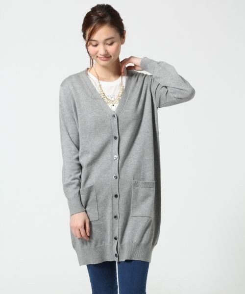 GLOBAL WORK（グローバルワーク）の「【WEB限定先行予約】Ｖネックロングカーデ長袖（トップス・レディース・グレー12/ネイビー88・Ｍ/Ｌ）」の5枚目の写真