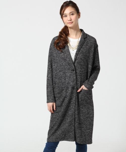 GLOBAL WORK（グローバルワーク）の「【WEB限定先行予約】ＭＩＸロングジャケット（ジャケット/アウター・レディース・MIXグレー18/ネイビー88・Ｍ/Ｌ）」の4枚目の写真