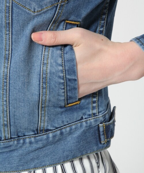 GLOBAL WORK（グローバルワーク）の「【WEB限定先行予約】Ｇジャン１５ＳＳ（ジャケット/アウター・レディース・ブルー86/ネイビー89・Ｍ/Ｌ）」の9枚目の写真