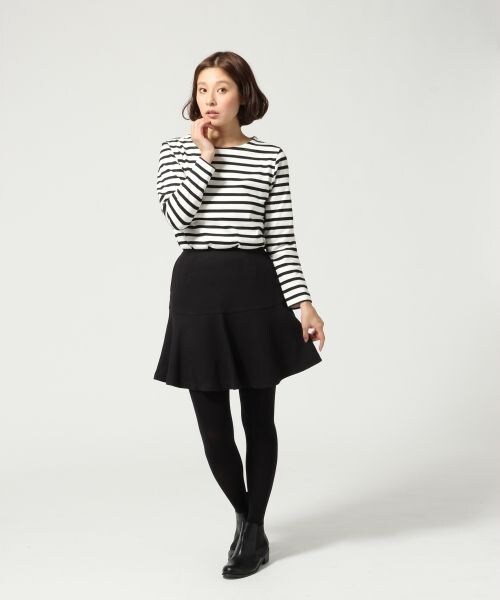 LEPSIM(レプシィム)の「【NEW ARRIVAL】ボーダーキリカエボートネックプルオーバー(トップス・レディース・オフ×ブラック/トップグレー×オフ/ダークネイビー×イエロー/ダークネイビー×オフ・M/L)」の5枚目の写真