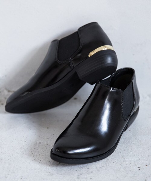 JEANASIS(ジーナシス)の「【先行予約】サイドゴアアンクルブーツ(シューズ・レディース・ブラック×シルバー/ブラック×ゴールド・M(23~24)/L(24~25))」の2枚目の写真