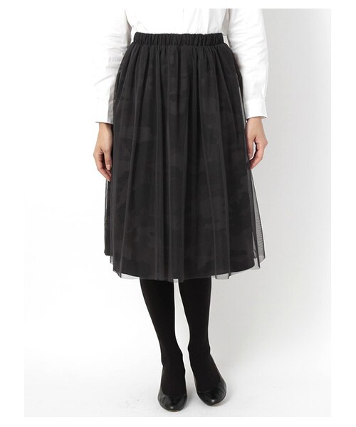 SEVENDAYS=SUNDAY（セブンデイズサンデイ）の「・迷彩プリント チュールスカート（スカート・レディース・カーキ/ネイビー・M/L）」の3枚目の写真