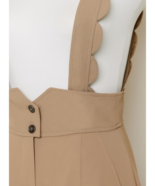 Marjorie（マージョリー）の「和平之丘，花瓣造型修身腰封吊帶褲（パンツ・レディース・卡其/深藍・XS/S/M）」の9枚目の写真