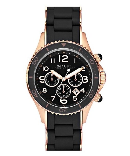 Marc by Marc Jacobs（マークバイマークジェイコブス）の「MARC BY MARC JACOBS 'Rock' Chronograph Silicone Bracelet Watch（アナログ腕時計・レディース・Rose Gold/ Black）」の3枚目の写真
