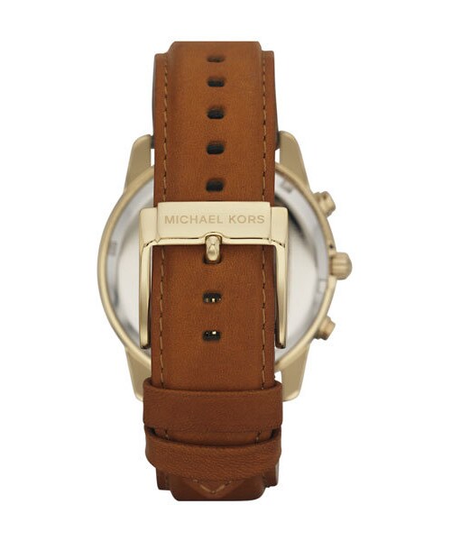 MICHAEL KORS（マイケルコース）の「MICHAEL Michael Kors Michael Kors Chronograph Leather Strap Watch, 41mm（アナログ腕時計・レディース・Gold/ Brown）」の3枚目の写真