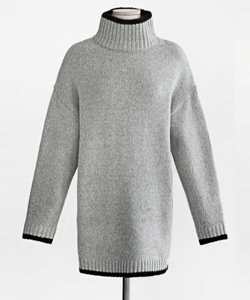 DHOLIC（ディーホリック）の「配色ポイントハイネックワンピース（ワンピース・レディース・アイボリー/スカイブルー/ピンク/ブラック/グレー・free）」の3枚目の写真