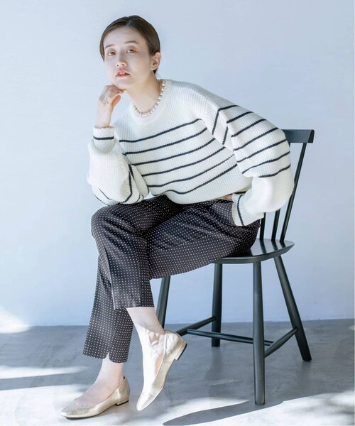IENA(イエナ)の「ドットストレッチパンツ(その他・ブラック A/34/36/38/40)」の2枚目の写真