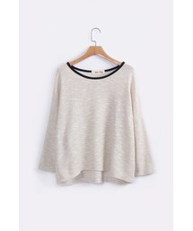 ORENDA | 竹節混花質感撞色滾邊上衣(トップス)