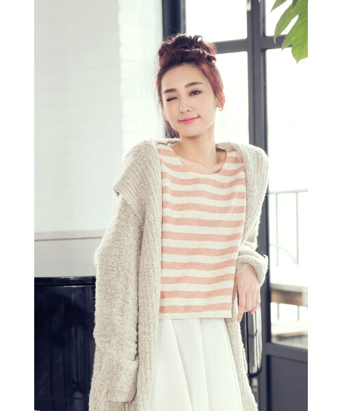 ORENDA（オレンダ）の「混色條紋好搭厚實上衣（トップス・レディース・粉色/藍/灰・F）」の5枚目の写真