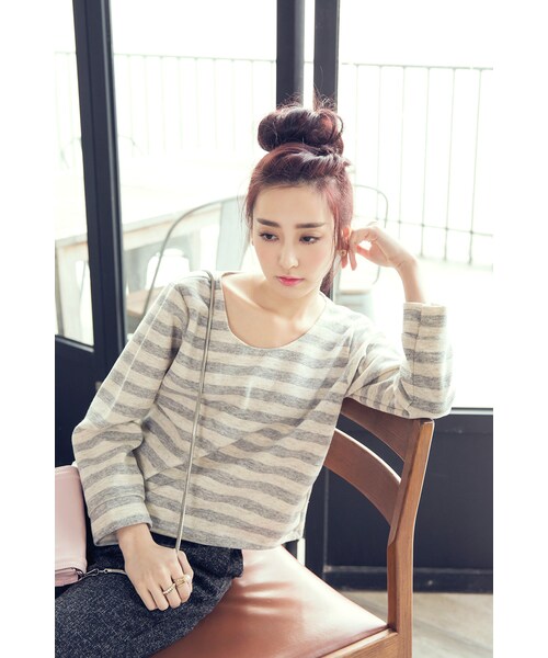 ORENDA（オレンダ）の「混色條紋好搭厚實上衣（トップス・レディース・粉色/藍/灰・F）」の22枚目の写真