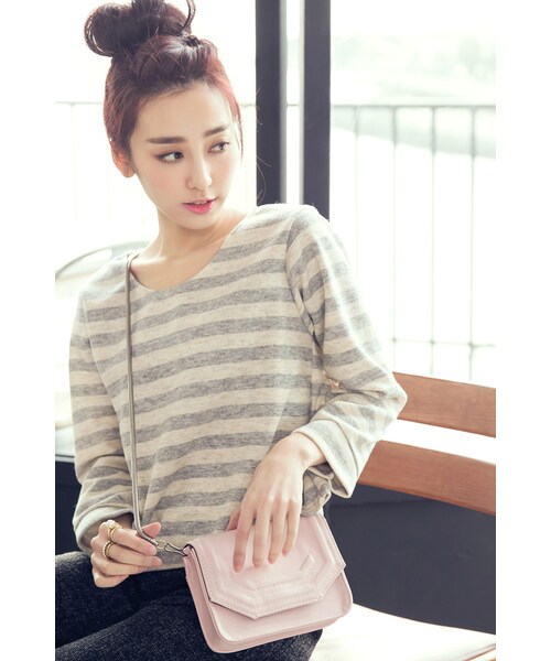 ORENDA（オレンダ）の「混色條紋好搭厚實上衣（トップス・レディース・粉色/藍/灰・F）」の21枚目の写真