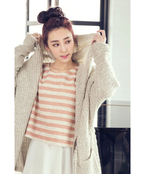 ORENDA（オレンダ）の「混色條紋好搭厚實上衣（トップス・レディース・粉色/藍/灰・F）」の6枚目の写真