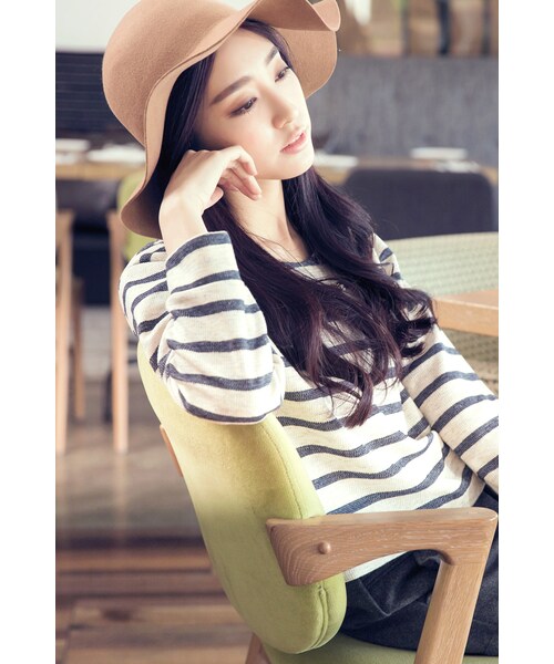 ORENDA（オレンダ）の「混色條紋好搭厚實上衣（トップス・レディース・粉色/藍/灰・F）」の16枚目の写真