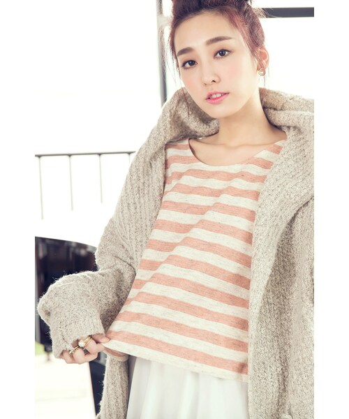 ORENDA（オレンダ）の「混色條紋好搭厚實上衣（トップス・レディース・粉色/藍/灰・F）」の7枚目の写真