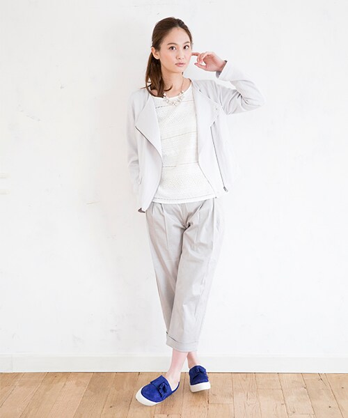 GLOBAL WORK（グローバルワーク）の「【WEB限定先行予約】ワイドテーパードパンツ（パンツ・レディース・ブラック09/ライトグレー12/ネイビー88・Ｍ/Ｌ）」の5枚目の写真