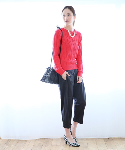 GLOBAL WORK（グローバルワーク）の「【WEB限定先行予約】ワイドテーパードパンツ（パンツ・レディース・ブラック09/ライトグレー12/ネイビー88・Ｍ/Ｌ）」の4枚目の写真