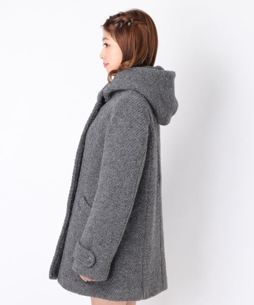 Heather（ヘザー）の「スライバーフードコート（ジャケット/アウター・レディース・ブラック/チャコールグレー・ＦＲＥＥ）」の4枚目の写真