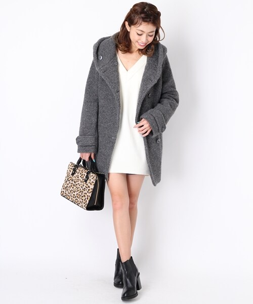 Heather（ヘザー）の「スライバーフードコート（ジャケット/アウター・レディース・ブラック/チャコールグレー・ＦＲＥＥ）」の15枚目の写真