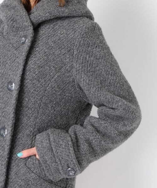 Heather（ヘザー）の「スライバーフードコート（ジャケット/アウター・レディース・ブラック/チャコールグレー・ＦＲＥＥ）」の8枚目の写真