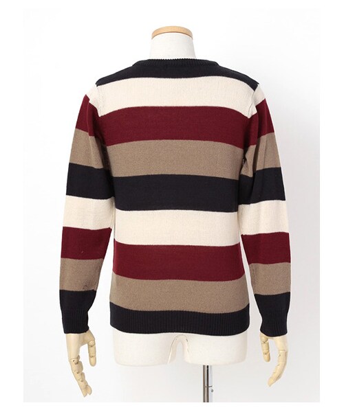 SEVENDAYS=SUNDAY（セブンデイズサンデイ）の「Men's マルチボーダー クルーネックプルオーバー（ニット・セーター・メンズ・グリーン・S/M/L）」の4枚目の写真