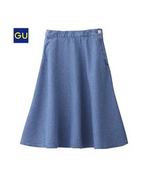 GU | （GU）デニムフレアミドルスカート(スカート)