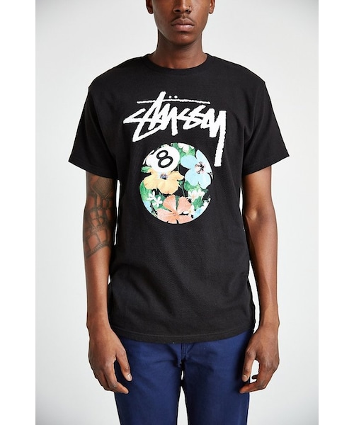 Stussy フラワープリント Tシャツ ブラック 8ボール 花柄 - メルカリ