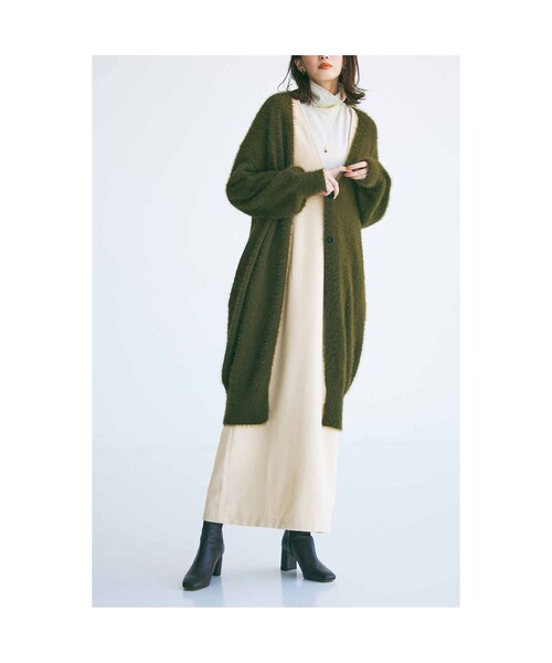 IEDIT（イディット）の「IEDIT[イディット] きくちあつこさんコラボ Vネックマキシワンピース〈アイボリー〉（レディースファッション > ワンピース・チュニック > ワンピース・レディース・ホワイト・身幅76.5/総丈133cm/身幅80/総丈134.5cm/身幅70/総丈131cm/身幅73/総丈132cm/身幅70/総丈139cm/身幅67/総丈130cm/身幅67/総丈122cm/身幅67/総丈138cm/身幅64/総丈129cm/身幅64/総丈121cm）」の6枚目の写真