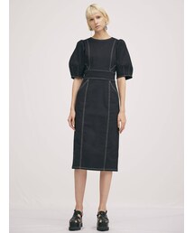 MURUA | ギャザースリーブステッチワンピース(ワンピース)