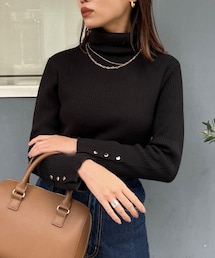 Chez toi | 袖口ボタンリブタートルニット(ニット/セーター)