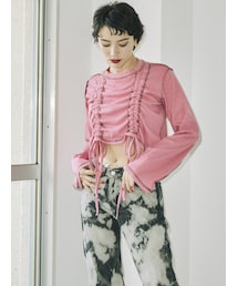 jouetie | フレアスリーブギャザーテレコトップス(Tシャツ/カットソー)