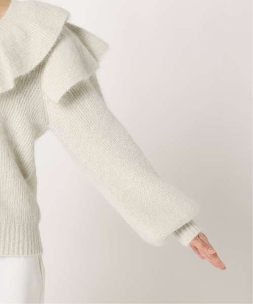 超美品！NOBLE ノーブル　ブークレーVネックラッフルニット NOBLE ノーブル ブークレーVネックラッフルニット グレー