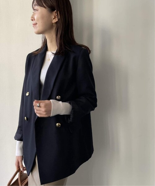 ノーブルNOBLE プレーンピークドラペルダブルジャケット テーラード