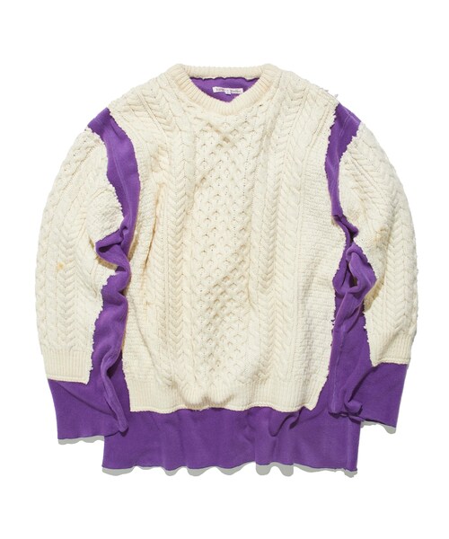 Needles（ニードルス）の「Fisherman Sweater -> Covered Sweater（ニット/セーター・メンズ・O.WHT/PPL・S/M/L）」の5枚目の写真
