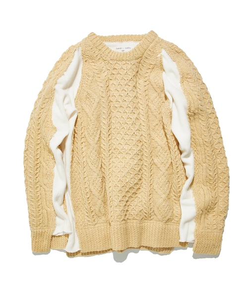 Needles（ニードルス）の「Fisherman Sweater -> Covered Sweater（ニット/セーター・メンズ・O.WHT/PPL・S/M/L）」の2枚目の写真