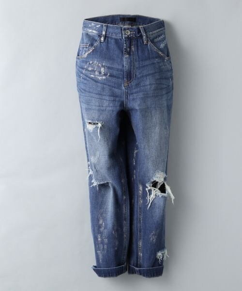 JEANASIS(ジーナシス)の「USEDクラッシュデニム(パンツ・レディース・ライトインディゴブルー/インディゴブルー・S/M)」の1枚目の写真