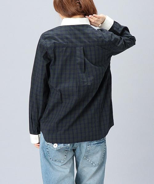 DOUBLE NAME（ダブルネーム）の「【木村ミサちゃん着用】チェック柄クレリックシャツ（トップス・レディース・オフシロ/柄A/柄B・FREE）」の5枚目の写真