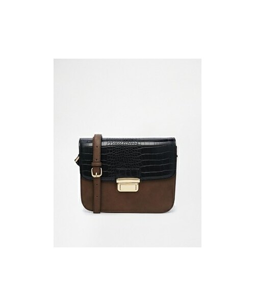 ALDO（アルド）の「ALDO Color Block Exotic Flap Crossbody Bag Taupe/brown